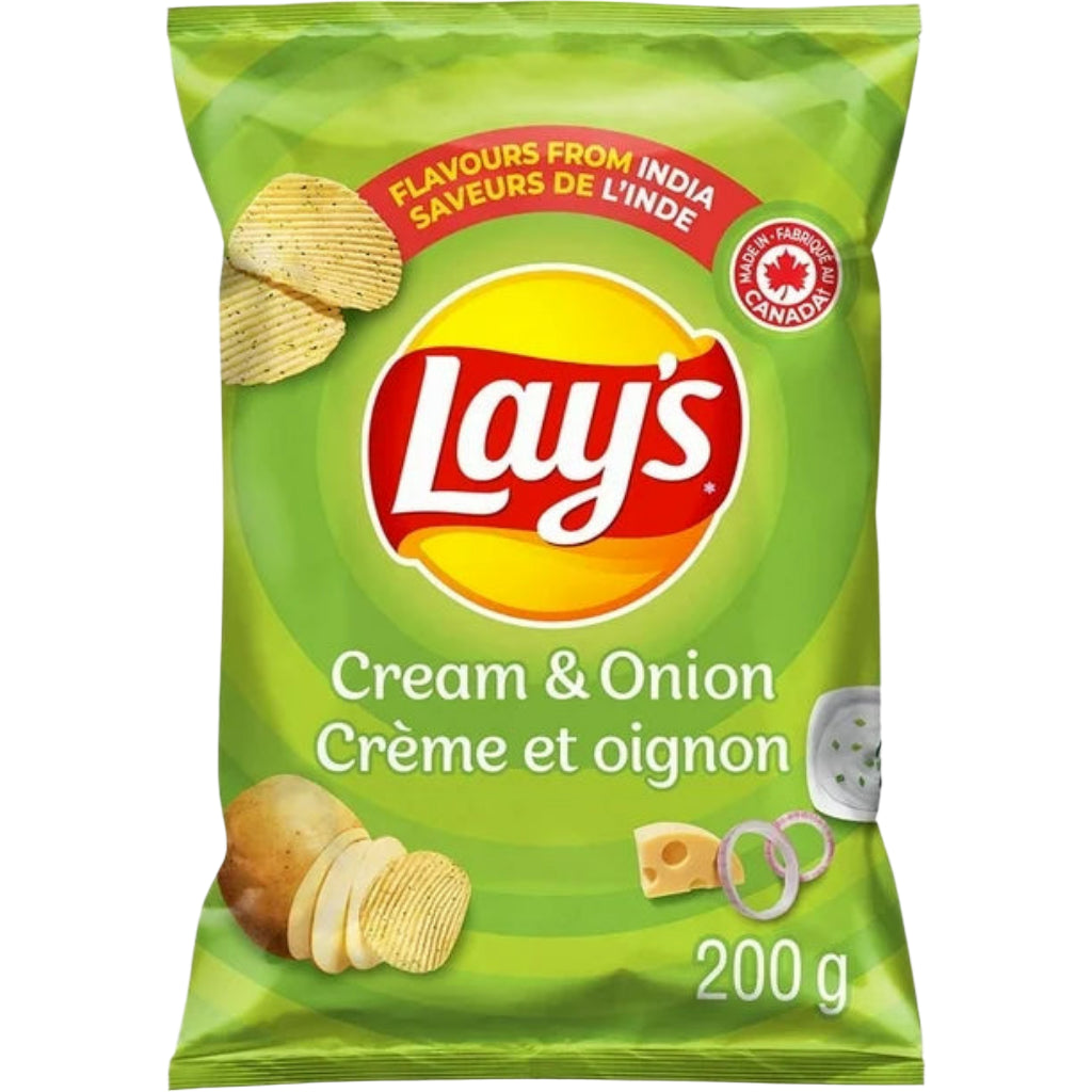 Lay’s croustilles assaisonnées ondulées Crème et oignon 200 g