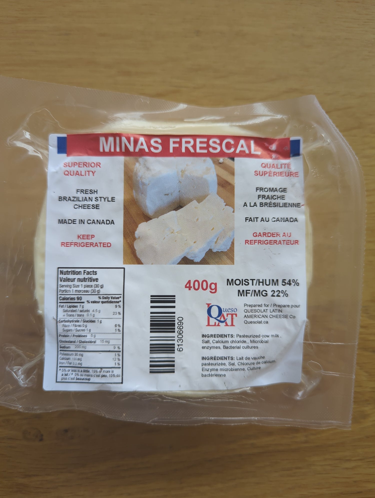 Queijo Minas frescal Quesolat 400g